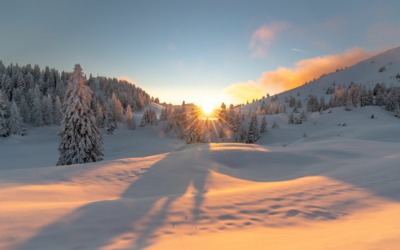 Sonne, Schnee, Berge